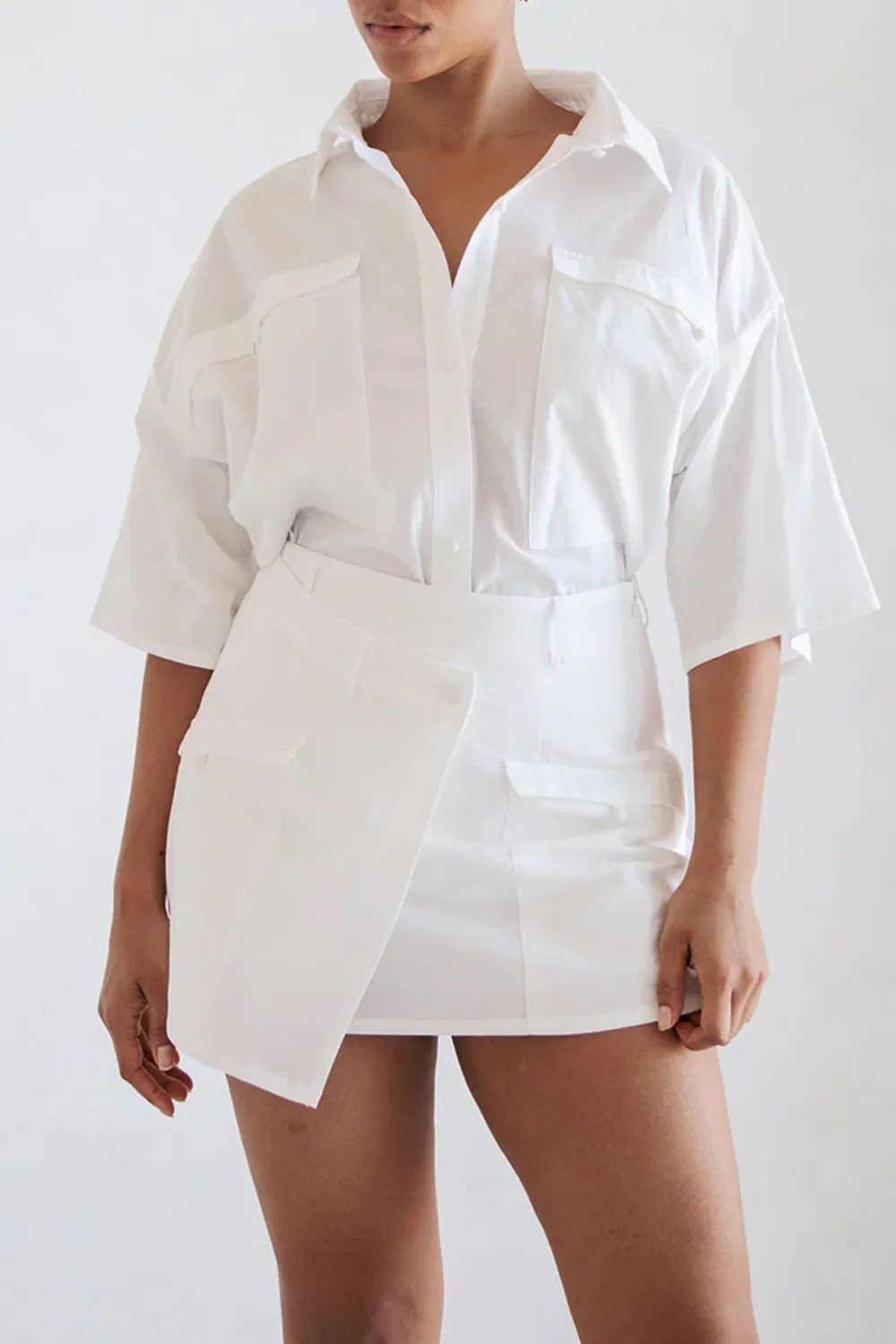 Oversized Button Up Short Sleeve Shirt