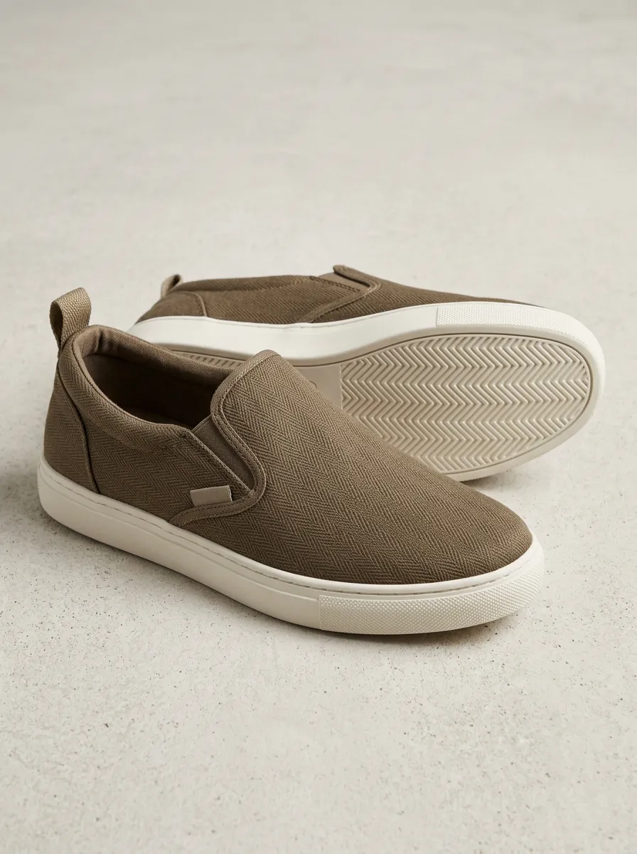 Signature Herringbone Graphic Silhouette Men's Stretch Canvas Shoes