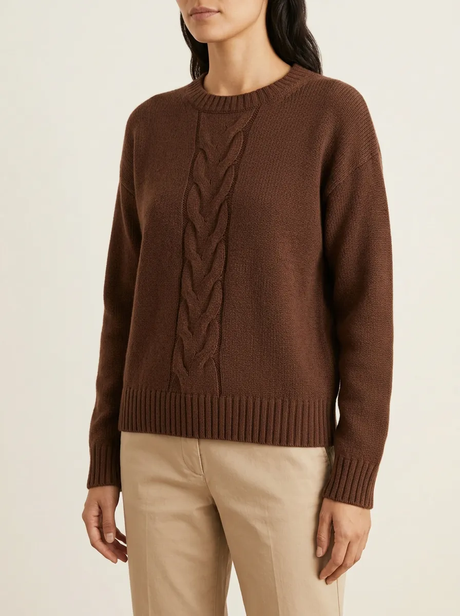 Women's Cable-Front Crewneck Sweater