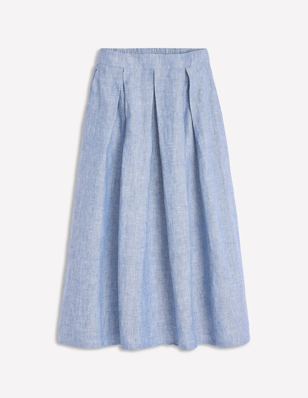 Verity Linen Midi Skirt -Grey Blue Chambray