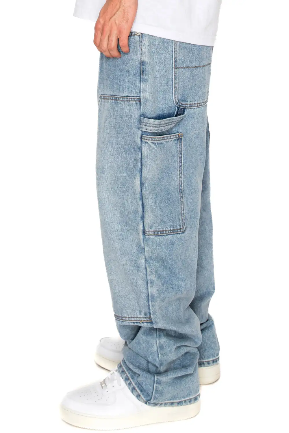 Men's Washed Baggy Fit Carpenter Denim Jeans