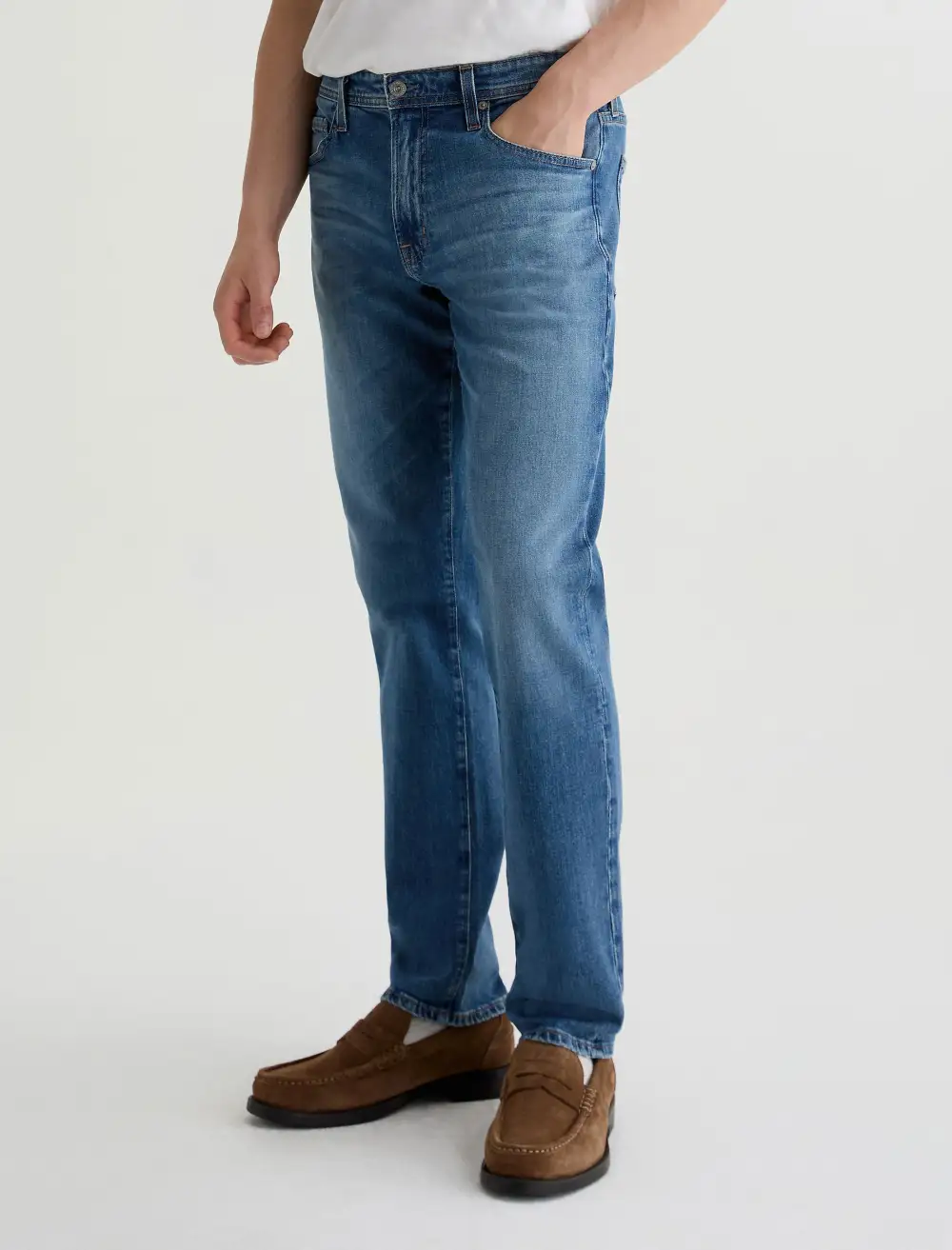 Men's Straight Mid Rise Zip Fly Jeans