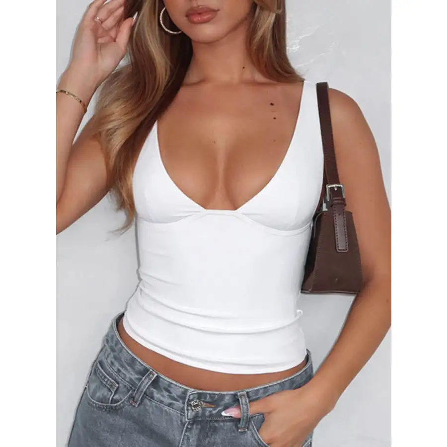 Wide Strap V Neck Tank