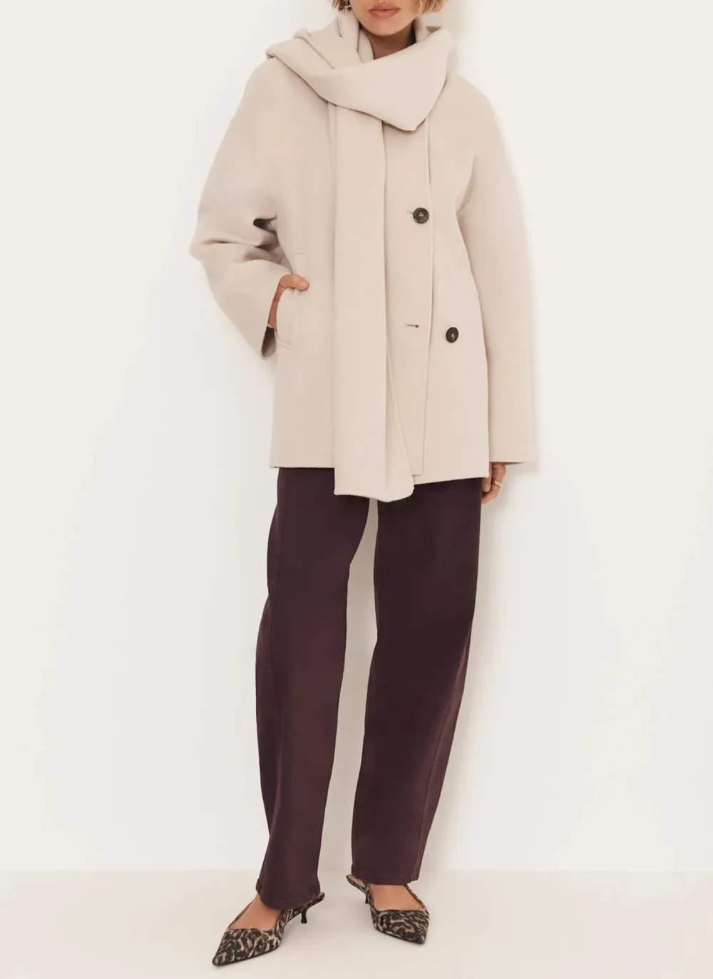 Casual Style Blend Hand Finished Scarf Coat