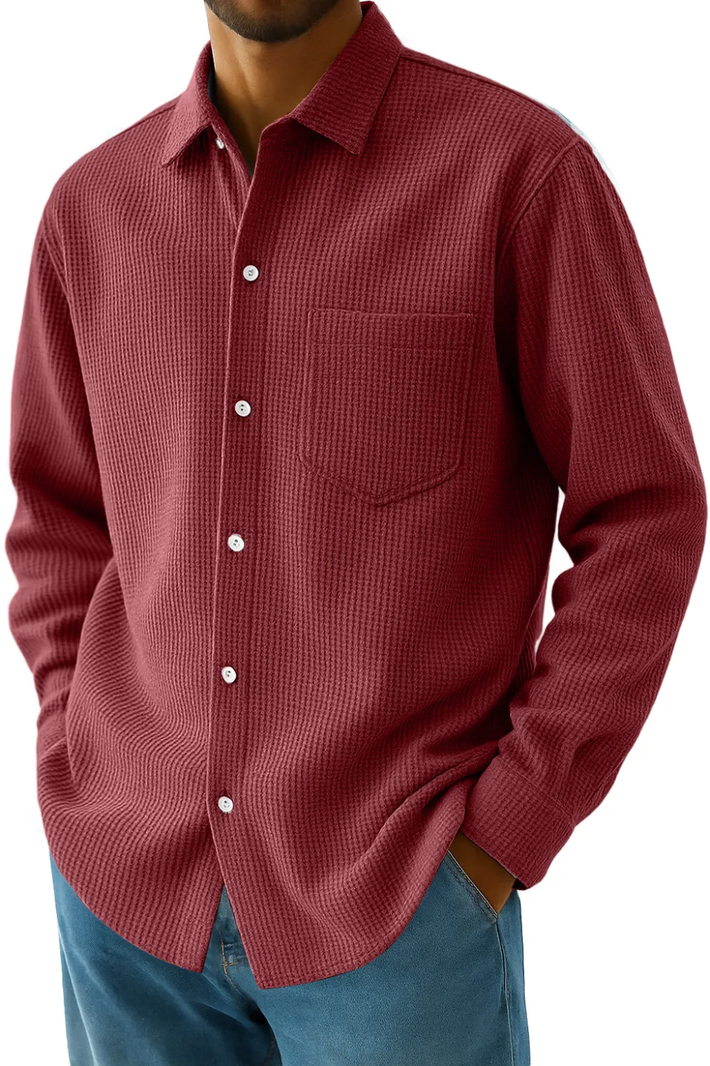 Relaxed Textured Knit Pocket Shirt