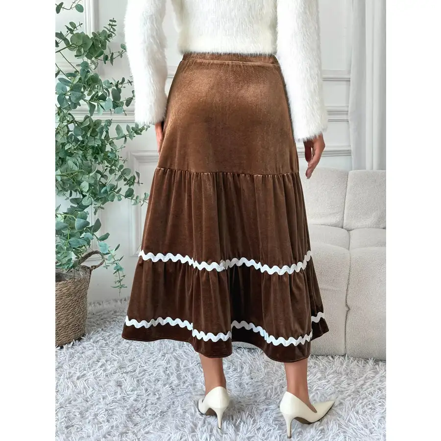 Velvet Tiered Midi Skirt