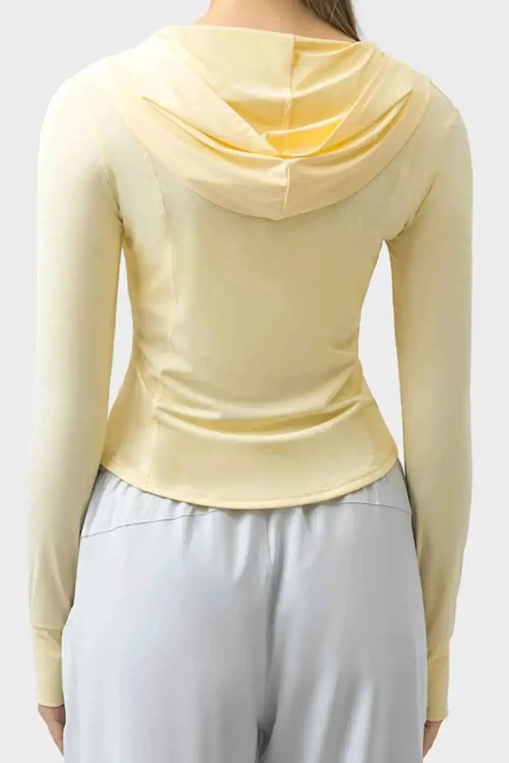 Pocketed Zip-Up Hooded Long Sleeve Active Outerwear