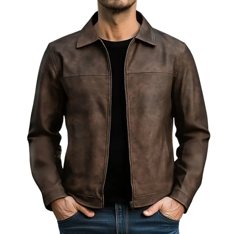 Leather Work Distressed Jacket