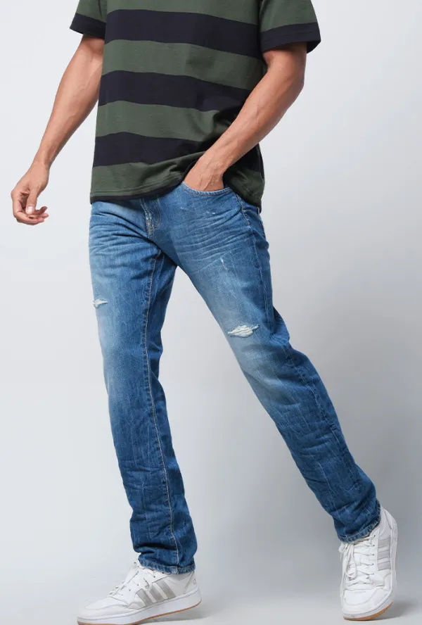 Men's Distressed Slim Fit Jeans