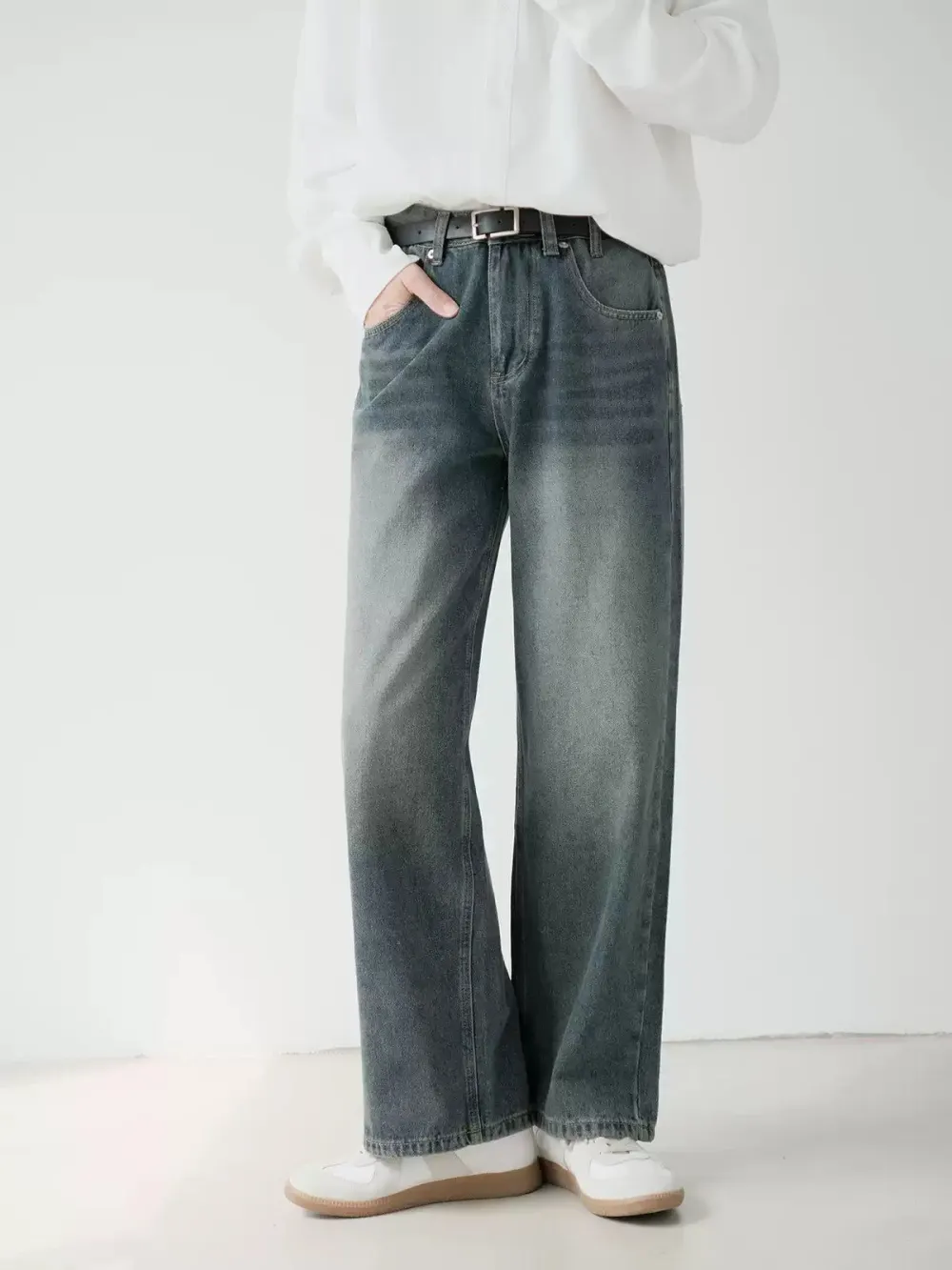 Mid-Rise Straight Leg Jeans