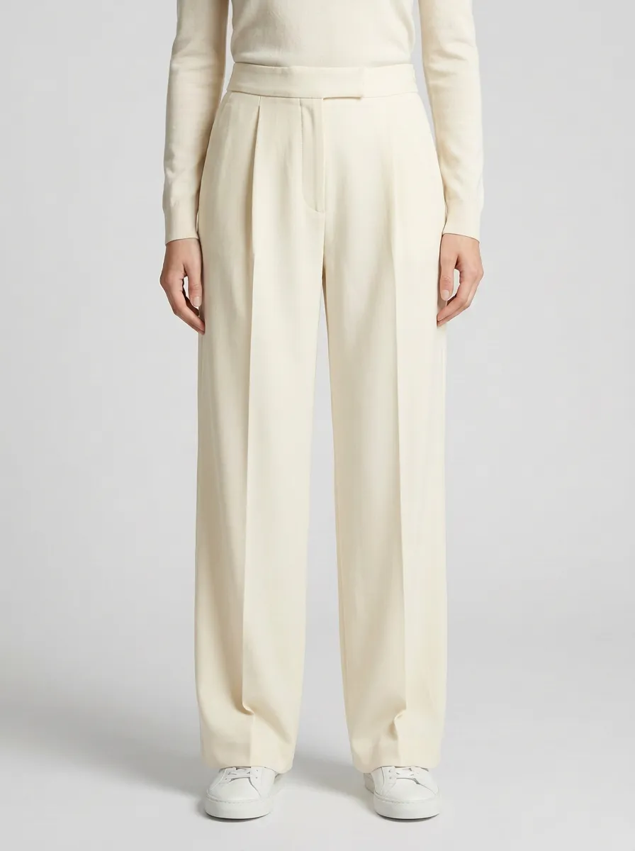 Everyday Texture Pleated Wide-Leg Trousers