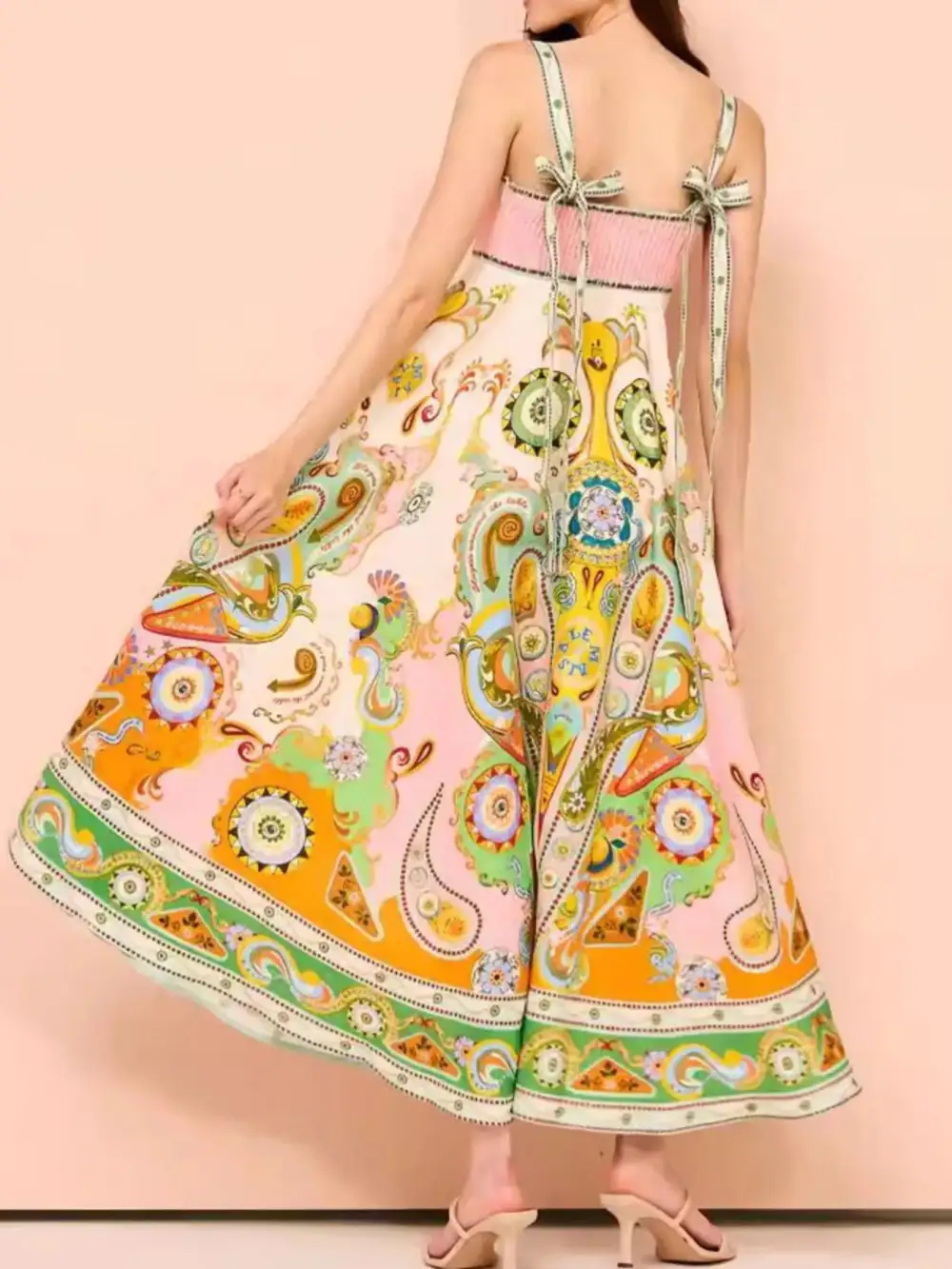 Paisley Printed Square Neck Dress