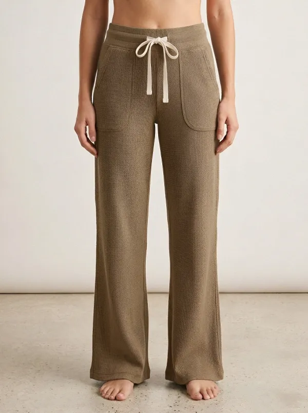 Women's Casual Lounge Waffle Knit Drawstring Printed Pants