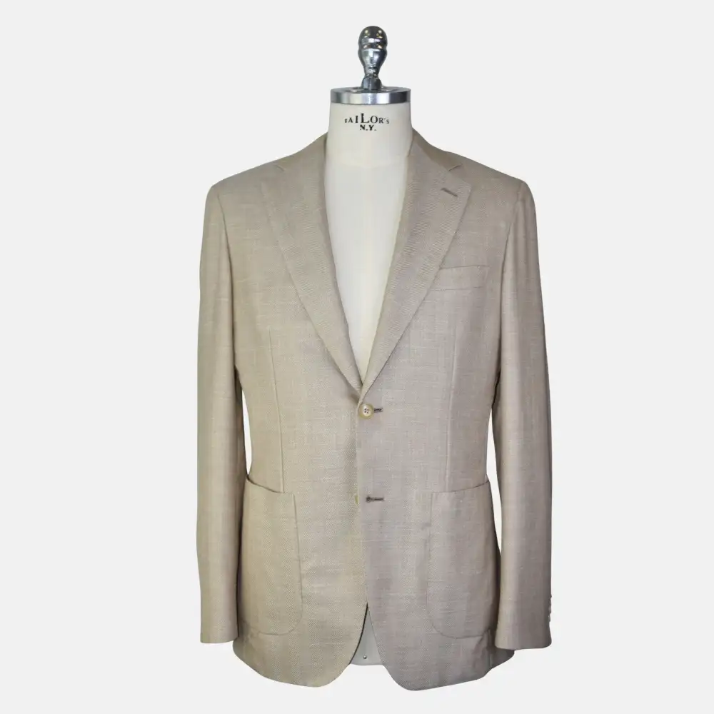 Herringbone Wool Silk Blazer Jacket