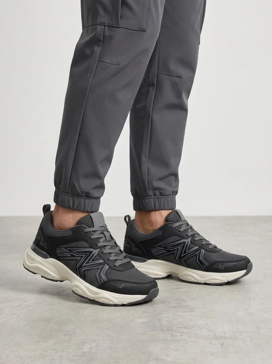 Men's Charcoal Grey Minimalist Geometric Athletic Sneakers