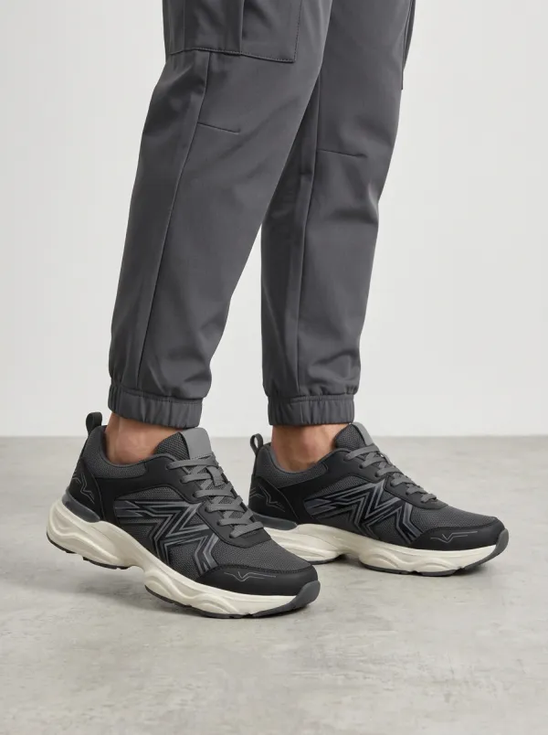 Men's Charcoal Grey Minimalist Geometric Athletic Sneakers
