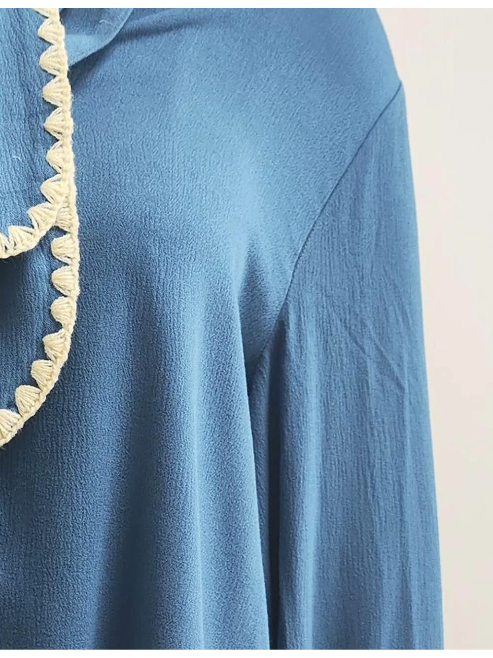Color Block Neck Button Front Long Sleeves Top