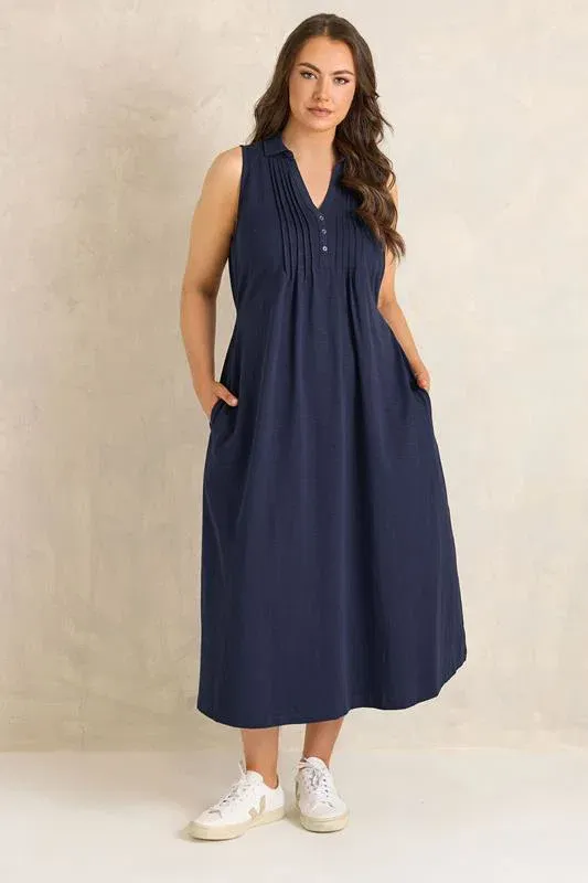 Navy Blue Henley Maxi Dress