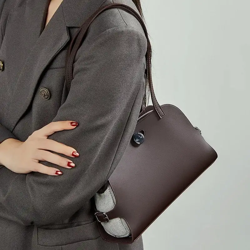 Elegant Tan Leather Minimalist Shoulder Bag
