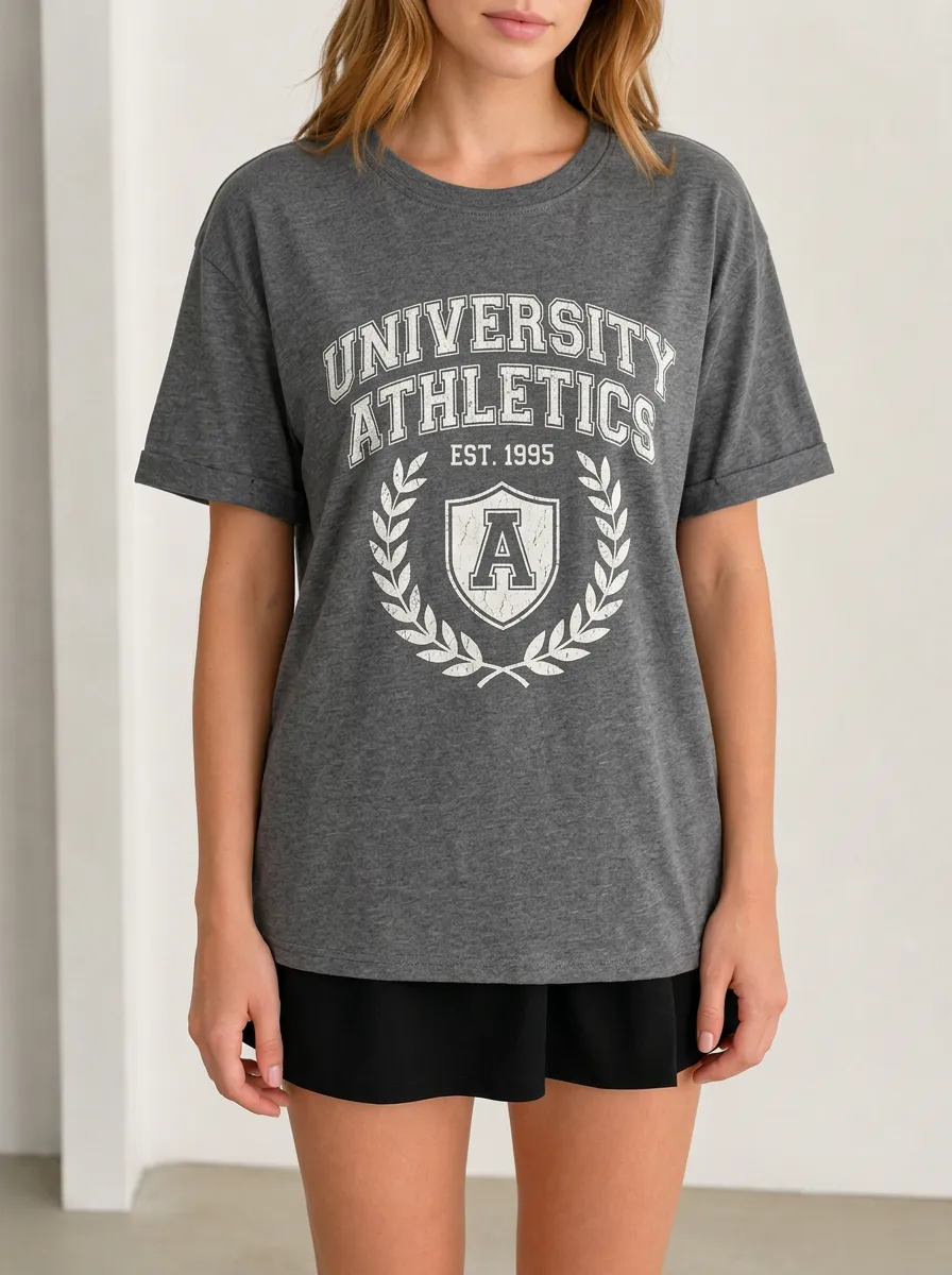 Women's University Athletics 1995 Shield Logo Printed T-shirt