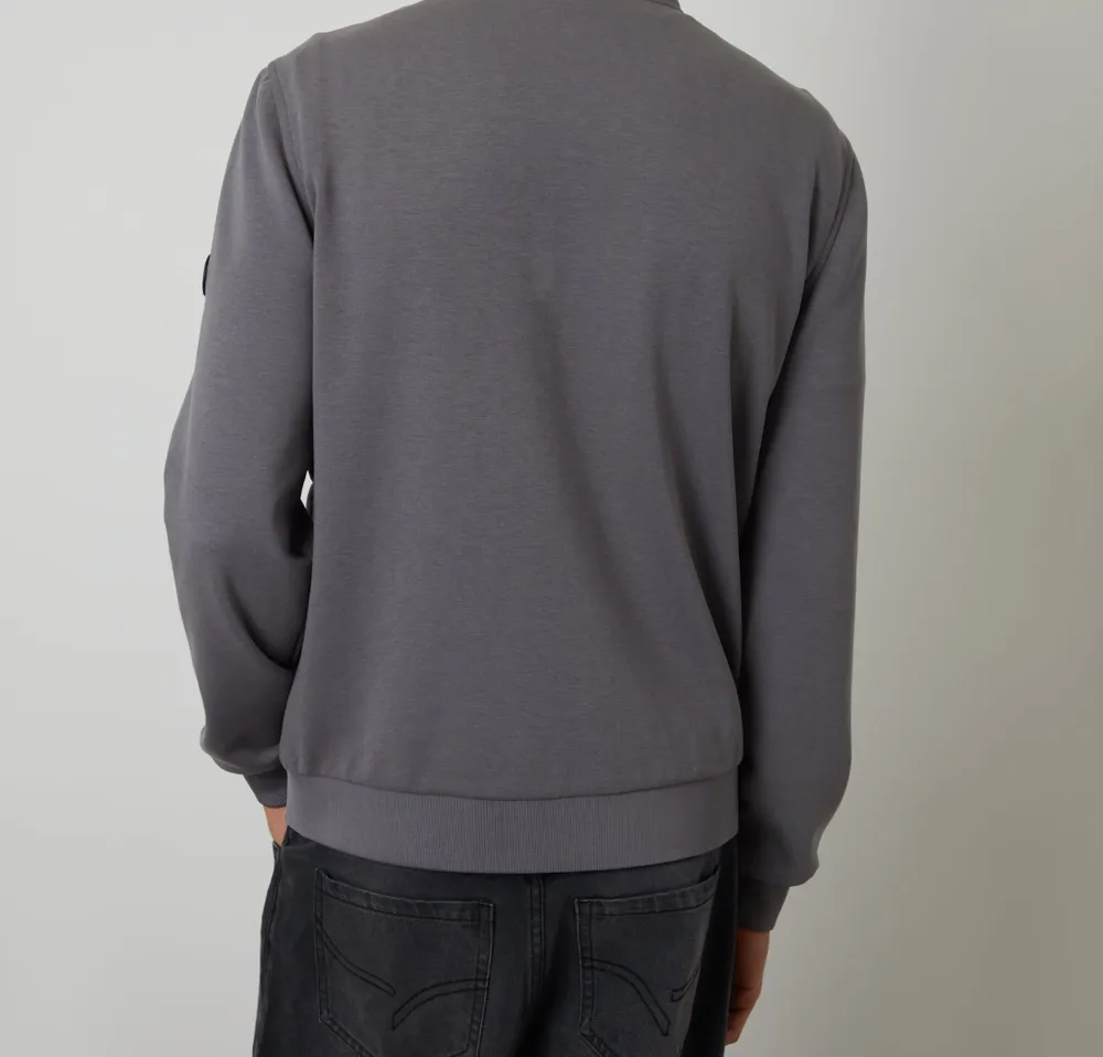 Men's Slate Gray Quilted Hybrid Funnel-Neck Jacket
