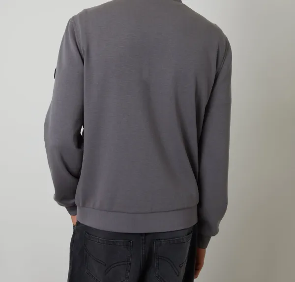 Men's Slate Gray Quilted Hybrid Funnel-Neck Jacket
