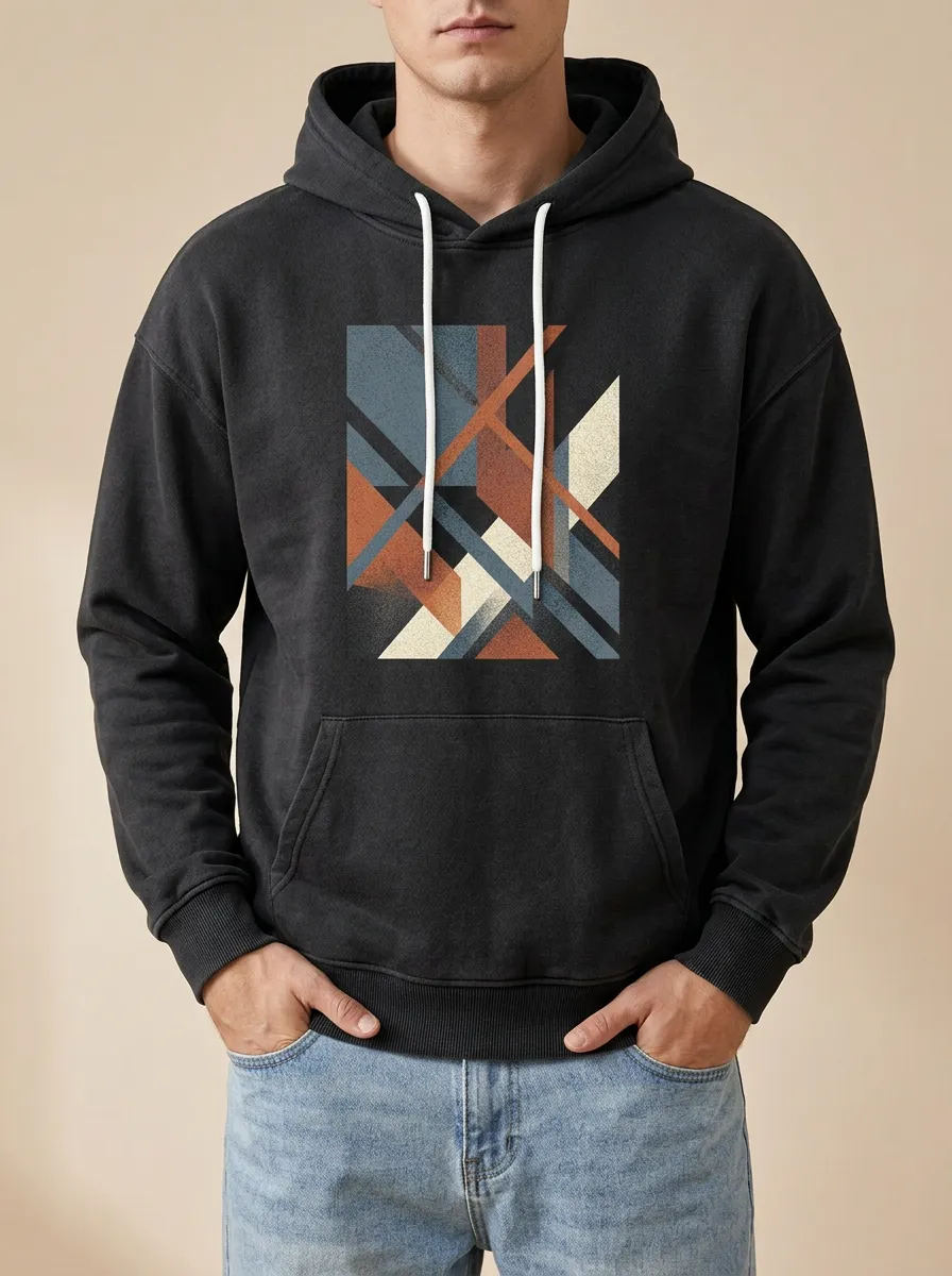 Men's Weekend Abstract Geometric Art Print Hoodie
