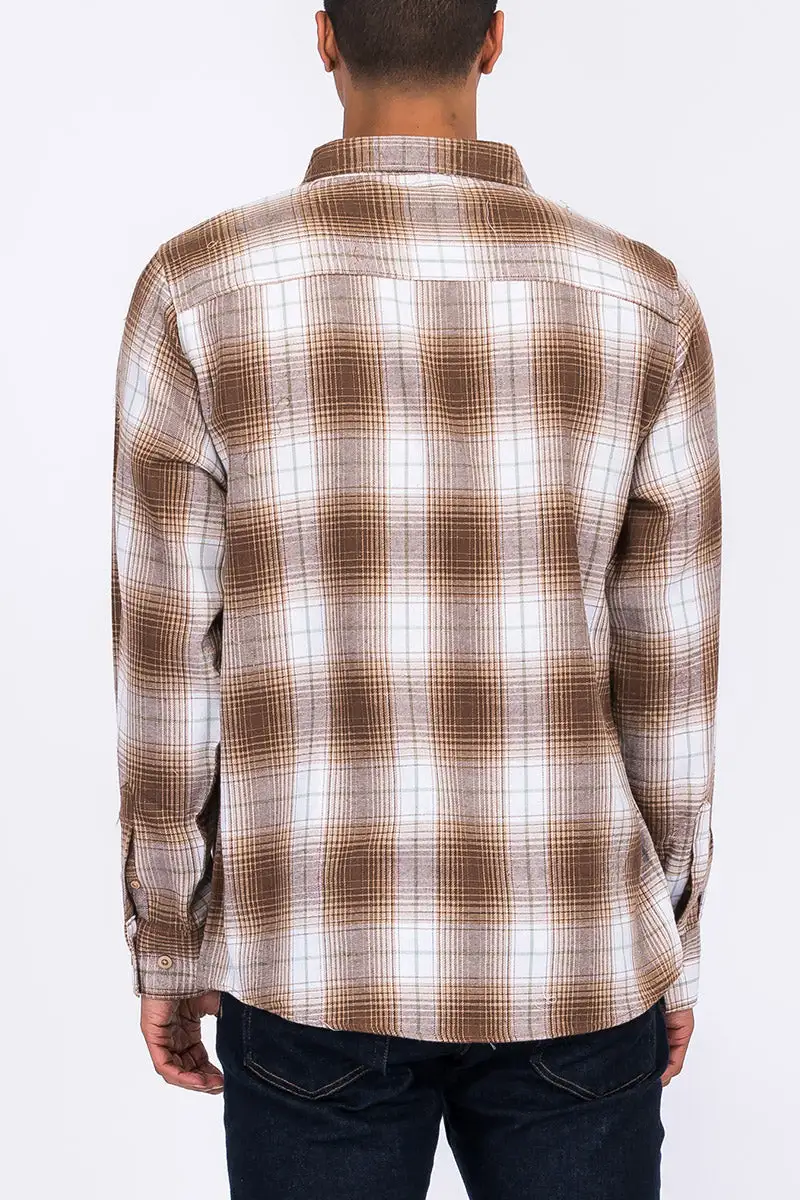 Brown Green Brushed Flannel Shirt