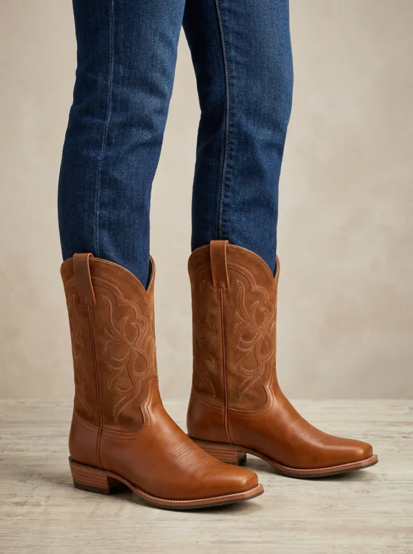 Unisex Western Cowboy Embroidered Stitched Western Boots