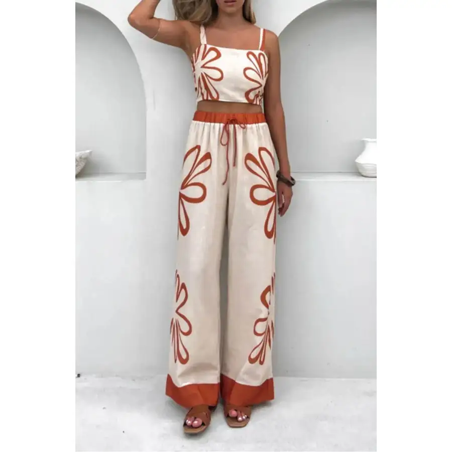 Smocked Square Neck Cami and Pants Set