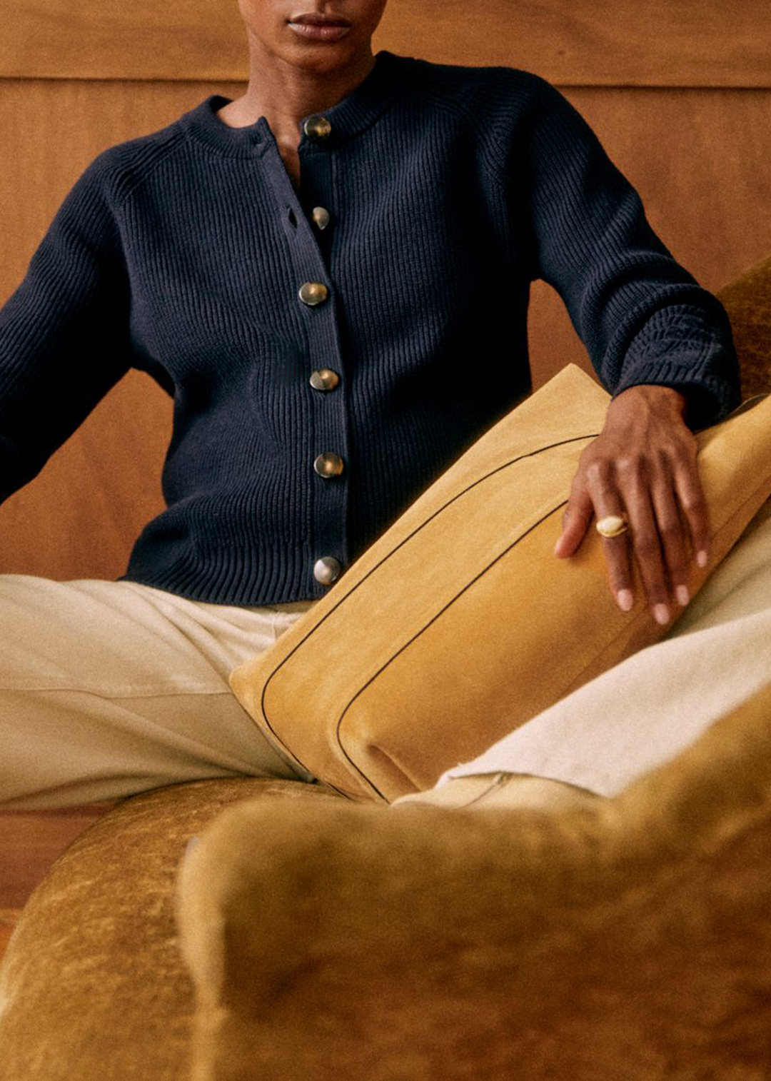 Crew Neck Organic Cotton Long Sleeve Cardigan