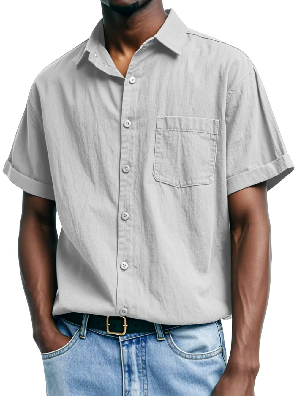 Short Sleeve Open Collar Shirt