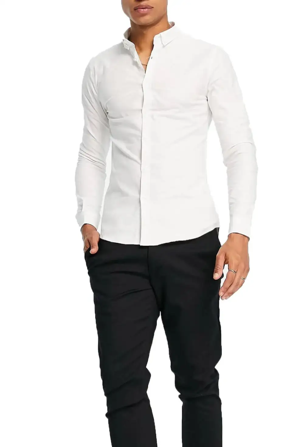 Refined Button Down Long Sleeve Slim Fit Dress Shirt