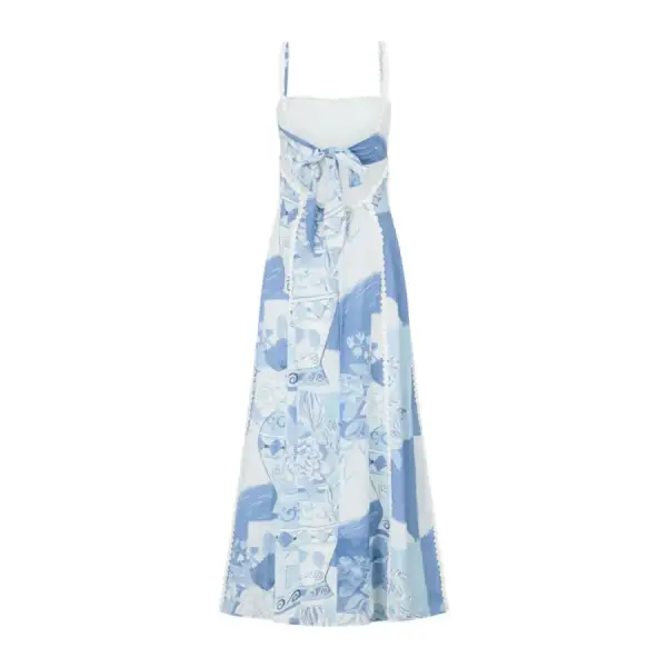Classic Printed Square Neck Cami Maxi Dress