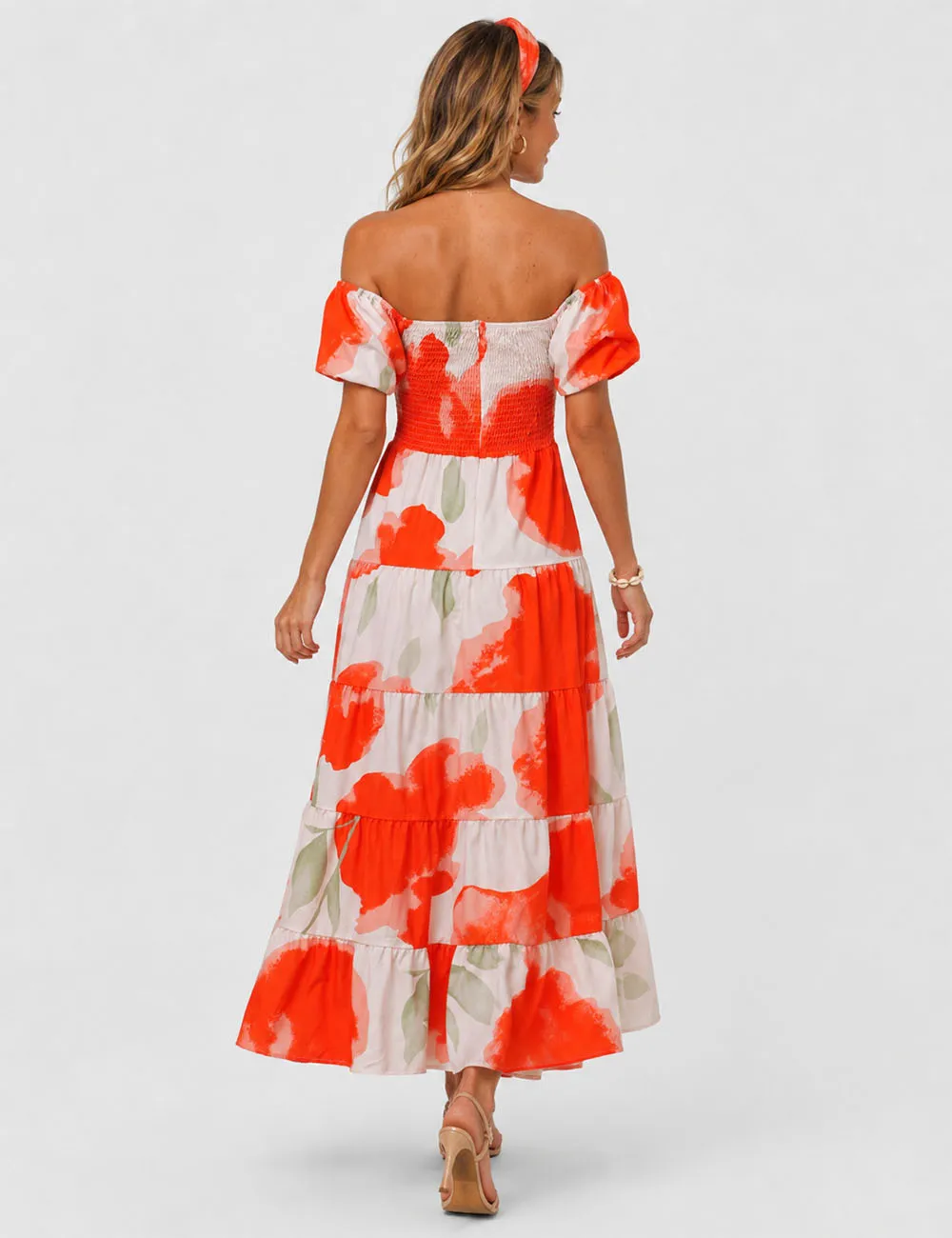 Bubble Short Sleeves Maxi Dress