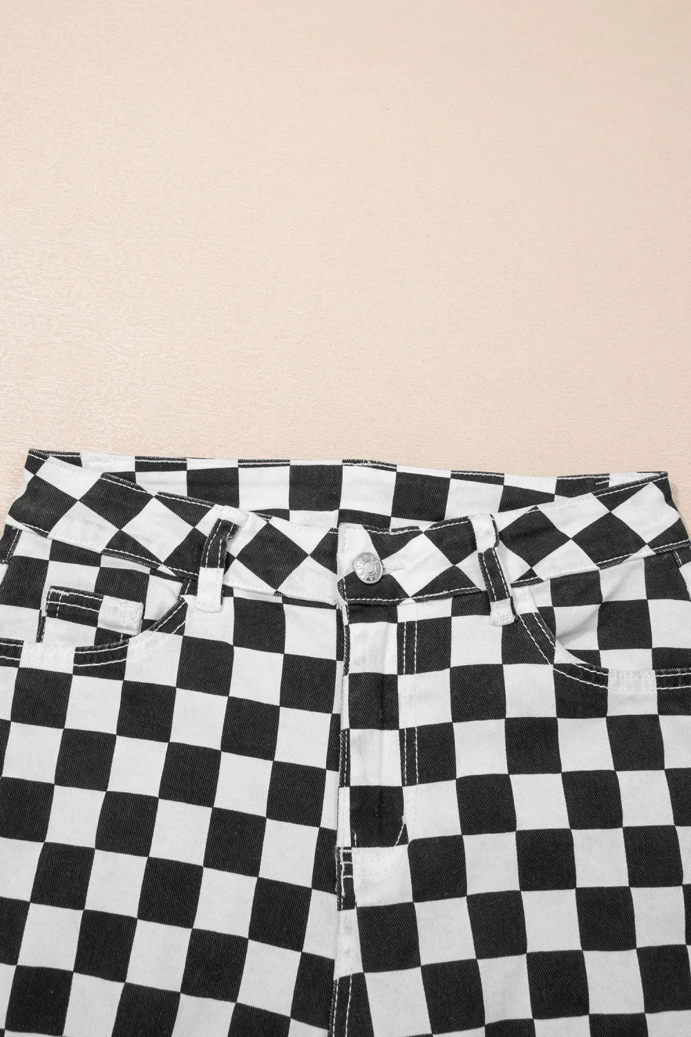 Black Checkerboard Cropped Jeans