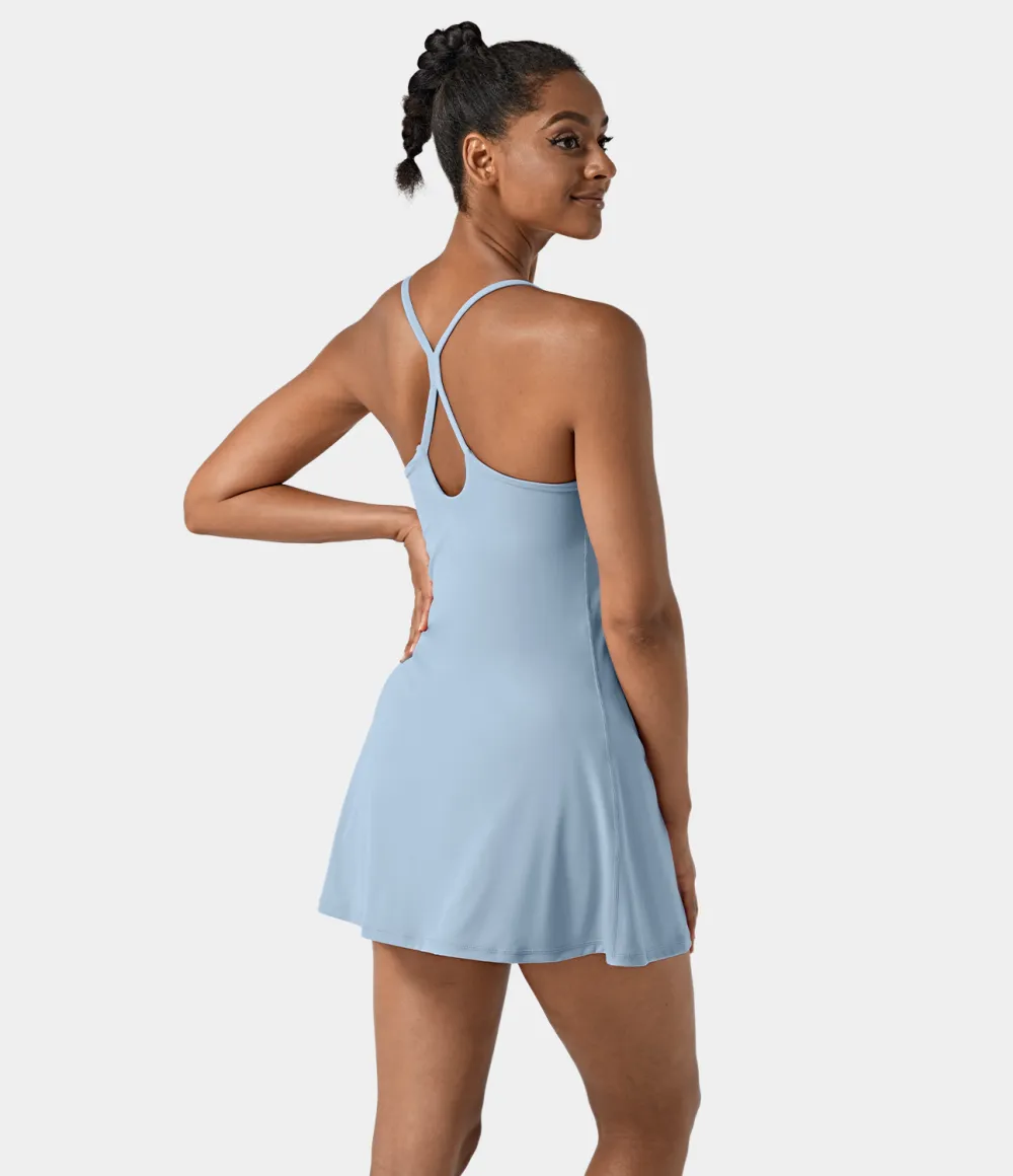 Softlyzero Airy Backless Cut Out 2-in-1 Pocket Cool Touch Mini Activity Dress