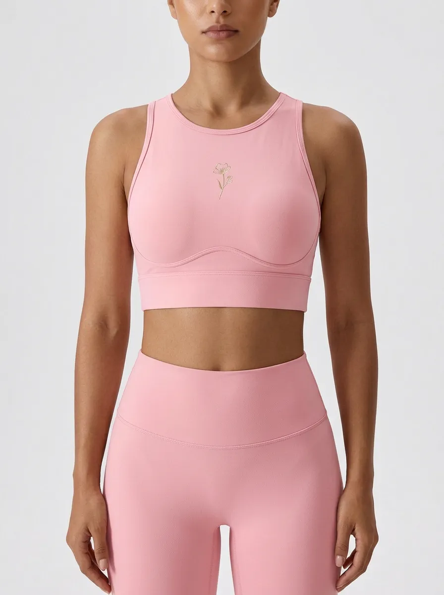 Women's Floral-Graphic High-Neck Sports Bra