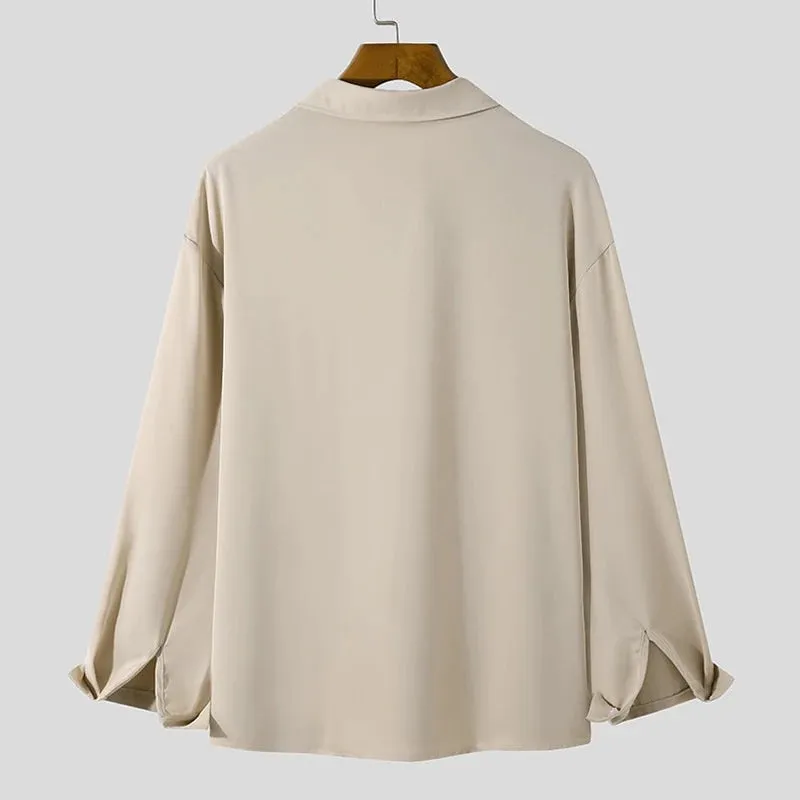 Loose Solid Color Long Sleeve Shirt