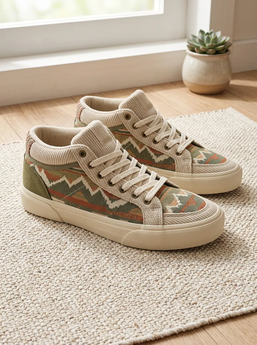Women's Boho Mountain Pattern Printed Canvas Sneakers