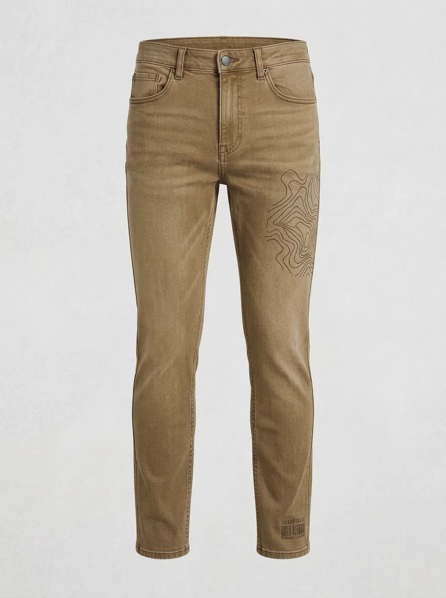 Men's Ridge Outdoor Explorer Topographic Map Printed Stretch Jeans