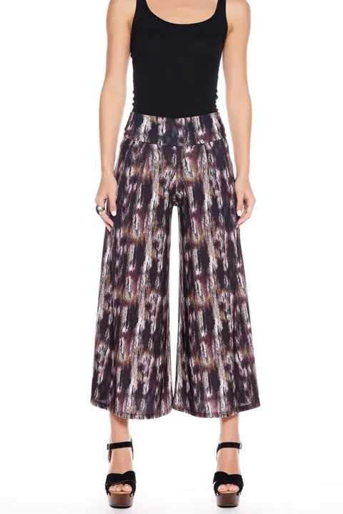 Marble-Print Wide-Leg Palazzo Pants