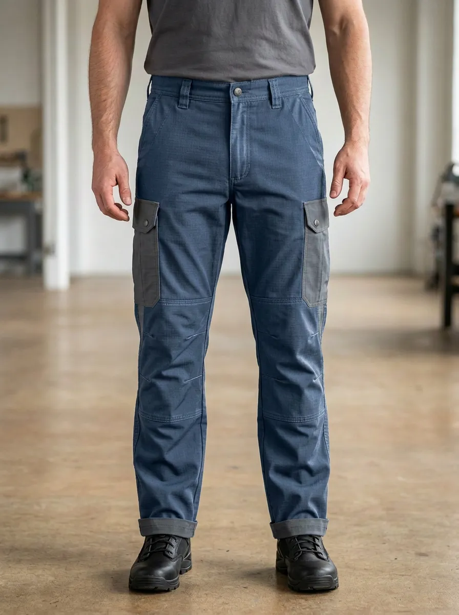 Unisex Outdoor Multi-Pocket Contrast Cargo Tactical Work Pants