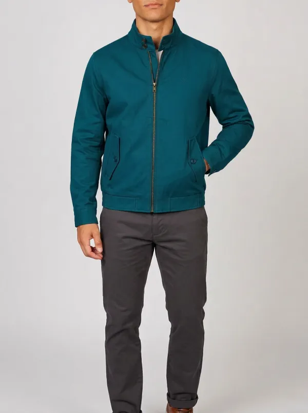 Men's Casual Olive Green Stand Collar Zip-Up Jacket