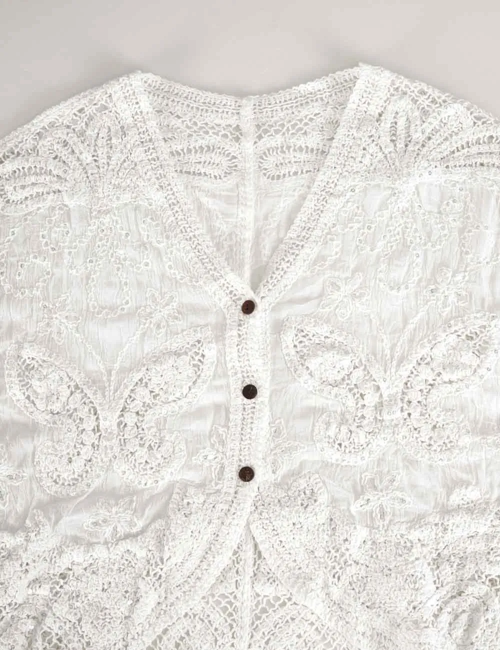 Crochet Embroidered Sleeves Cardigan