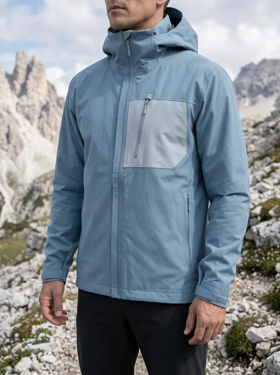 Men's Terrain Hiking Mountain Peak Printed Hooded Jacket