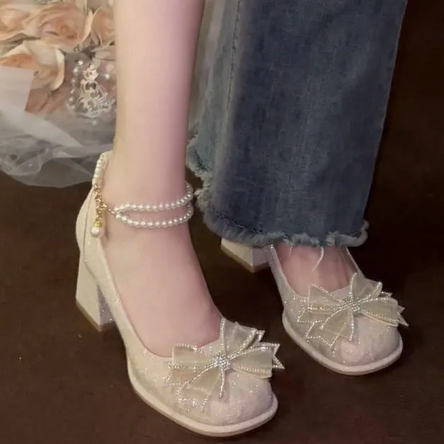 Slip On Strap Low Heel Shoes