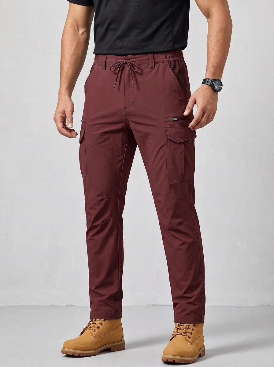 Men's Multi-Pocket Quick-Dry Utility Drawstring Cargo Pants