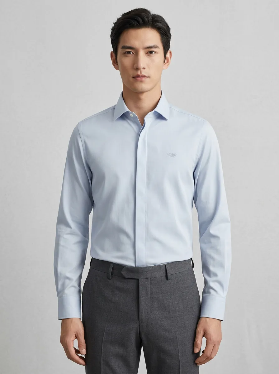 Men's Non-Iron Cotton Minimalist Printed Accent Dress Shirt