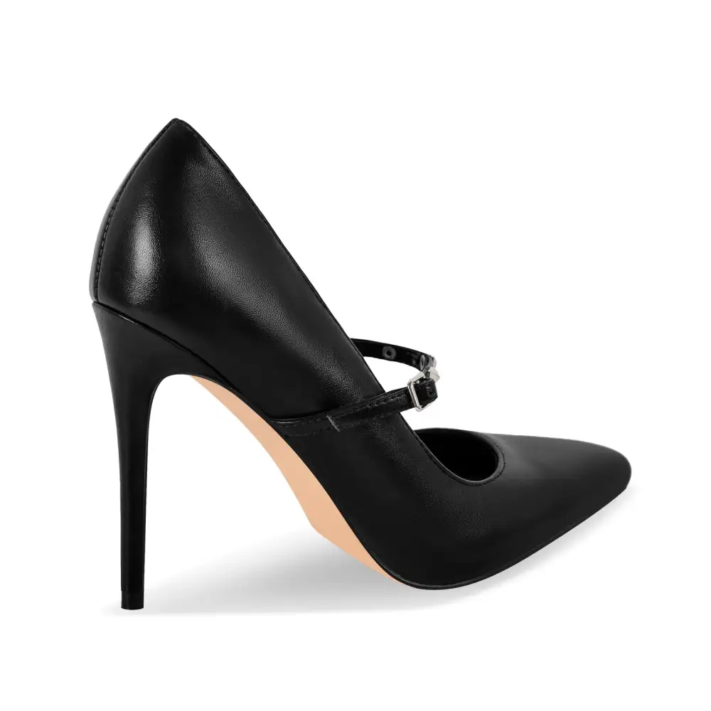 Rivet Pointed Toe Stiletto Buckle Strap Pumps